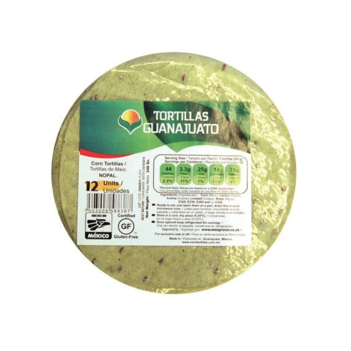Guanajuato Tortilla Green Nopal Corn 15cm (pack of 12) - TorMex